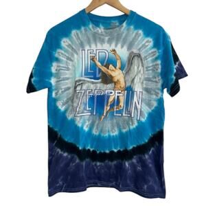 Led Zeppelin Rare Find Tie Dye Icarus 1975 Swan Song Blue Mens Tee Shirt Large